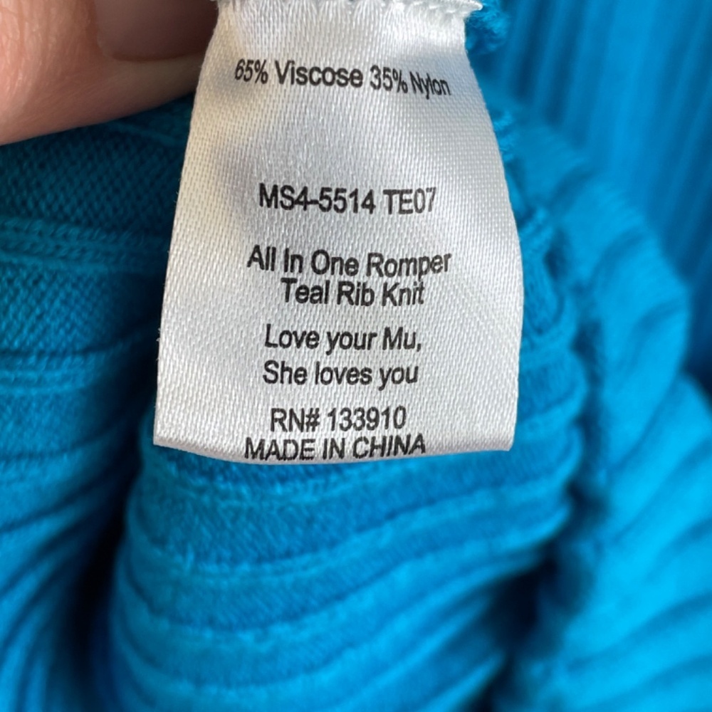 Show Me Your Mumu Teal Rib Knit Zip Front Sweater Tank Romper XS Collared - Picture 10 of 10